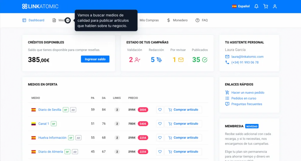 Linkatomic, la plataforma definitiva para link building y branded content — Digitalvar